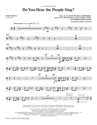 Book cover for Do You Hear the People Sing? (from Les Misérables) (arr. John Leavitt) - Percussion 3