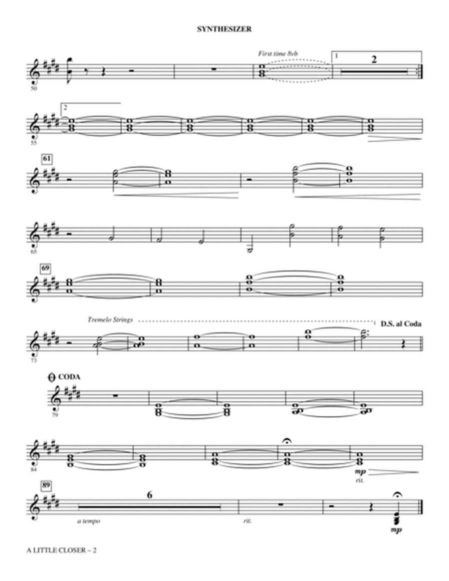 A Little Closer (from Dear Evan Hansen) (arr. Roger Emerson) - Synthesizer