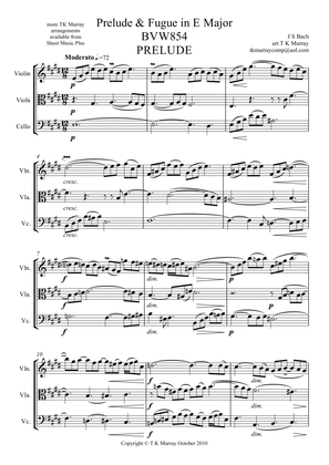 Book cover for Bach - Prelude & Fugue in E Major BWV854- String Trio ( Violin, Viola, Cello )