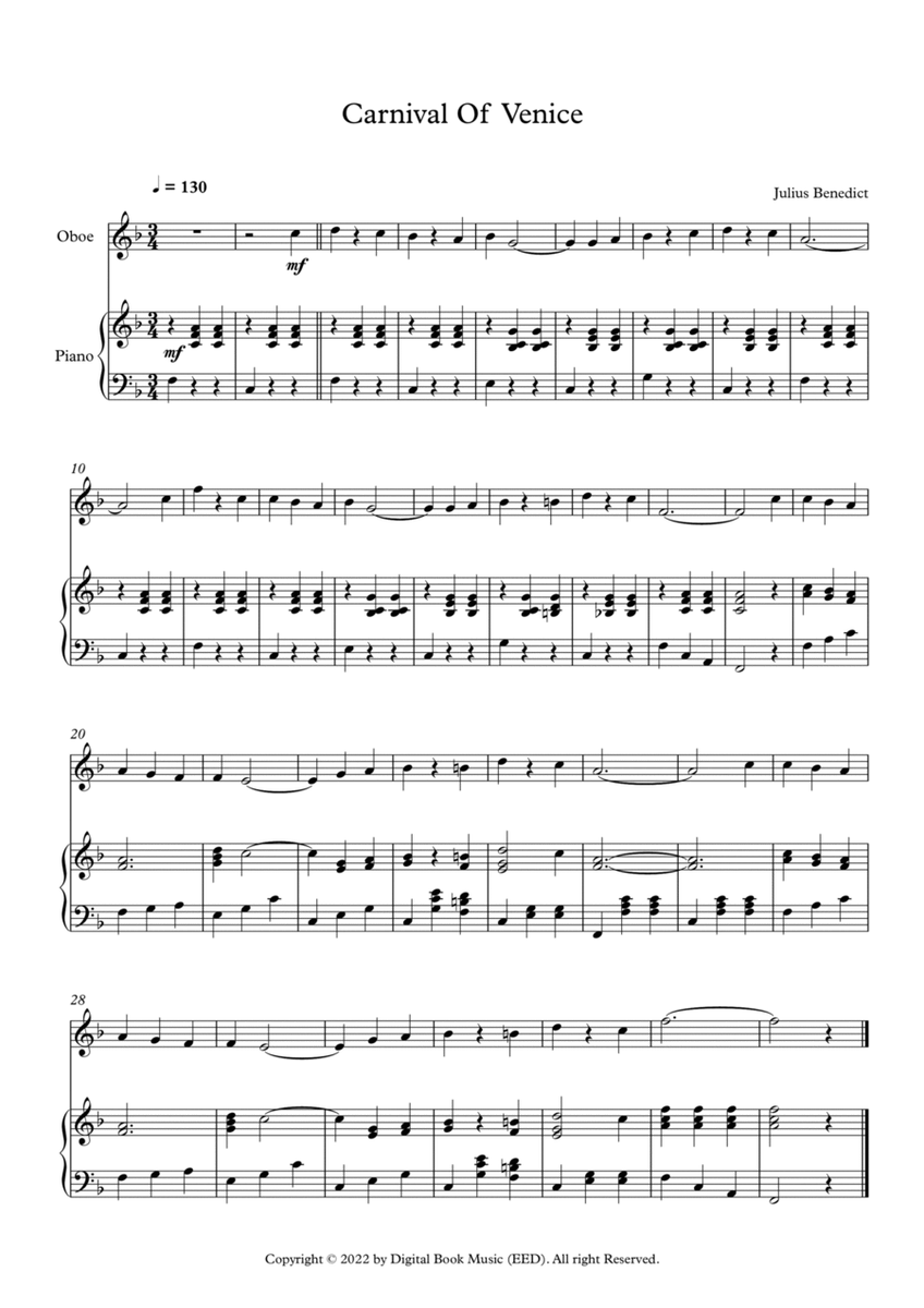 Carnival Of Venice - Julius Benedict (Oboe + Piano) image number null