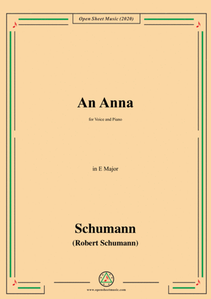 Book cover for Schumann-An Anna,in E Major,for Voice and Piano
