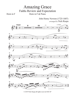 Book cover for Amazing Grace (Horn in F and Piano) Horn in F part