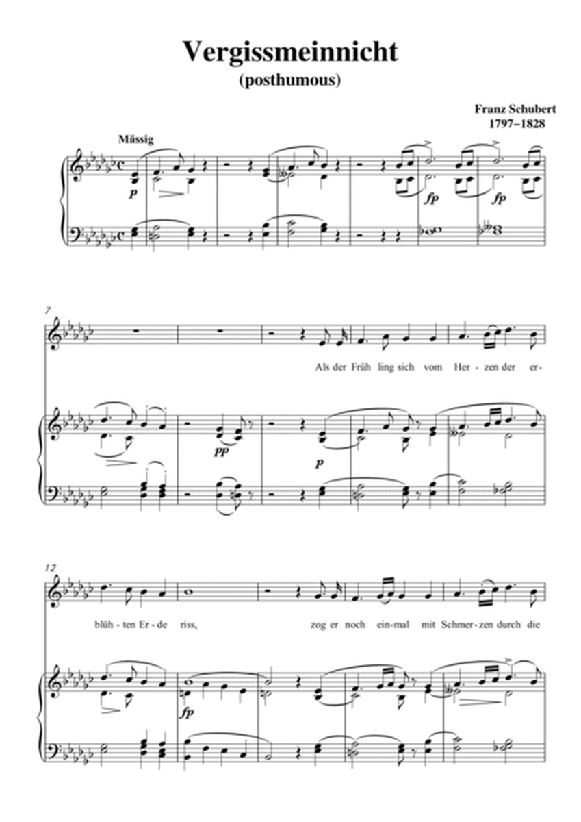 Schubert-Vergissmeinnicht in bE minor,for Vocal and Piano by Franz Schubert Voice - Digital Sheet Music