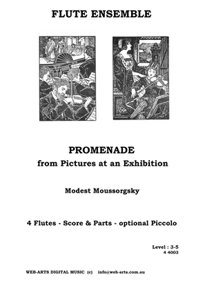 Book cover for PROMENADE from Pictures at an Exhibition for 4 flutes - MOUSSORGSKY +