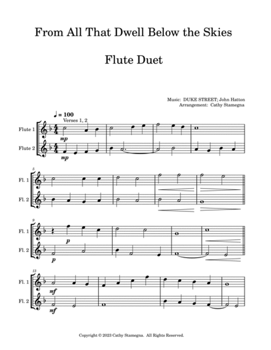 From All That Dwell Below the Skies (Flute Duet) image number null