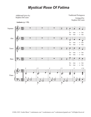 Book cover for Mystical Rose Of Fatima (Vocal Quartet - (SATB)