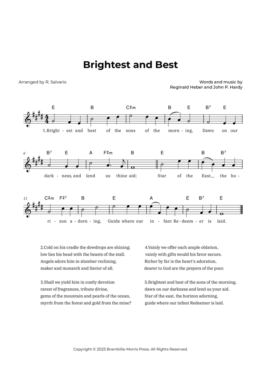 Brightest and Best (Key of E Major) image number null