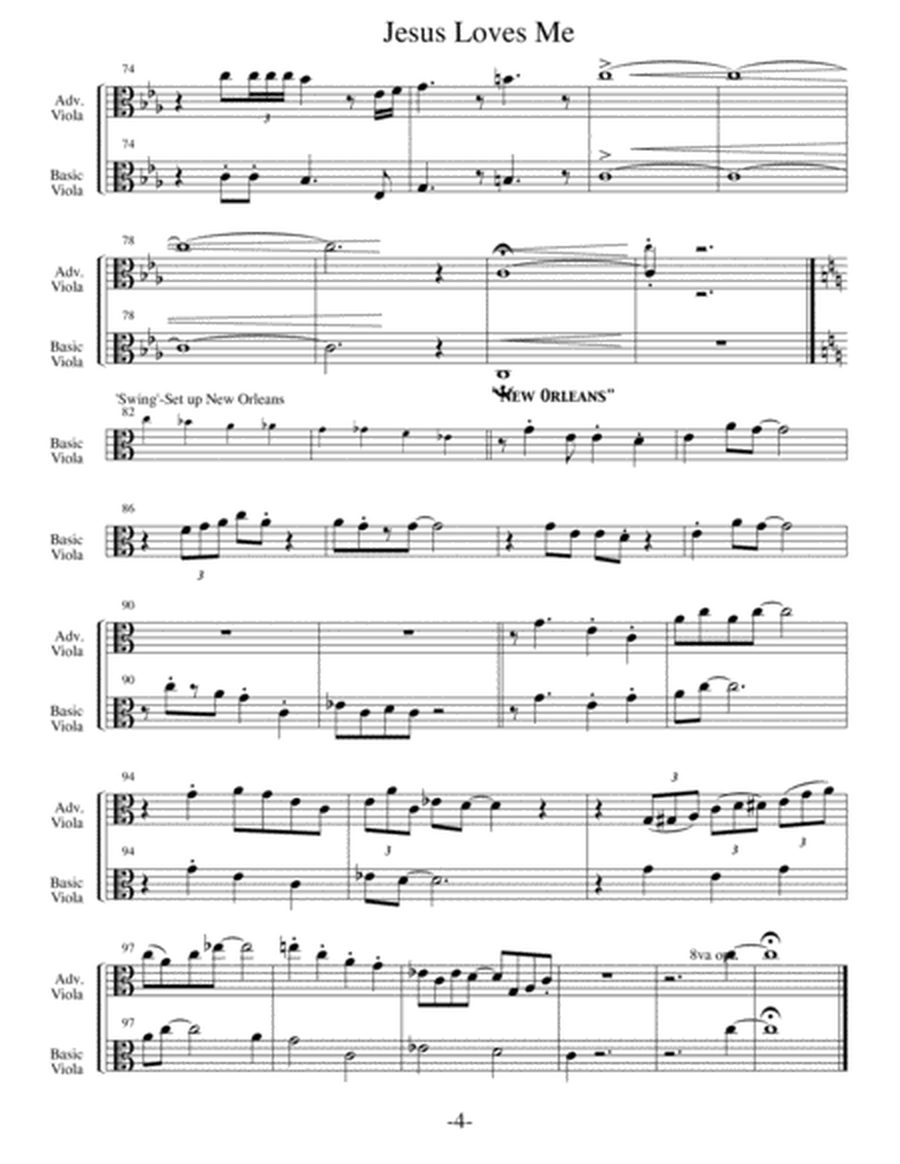 Jesus Loves Me (Arrangements Level 3-5 for VIOLA + Written Acc) Hymn image number null