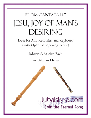 Book cover for Jesu, Joy of Man's Desiring (Duet for Alto Recorders with Optional Sop/Ten)