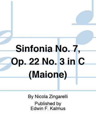 Book cover for Sinfonia No. 7, Op. 22 No. 3 in C (Maione)
