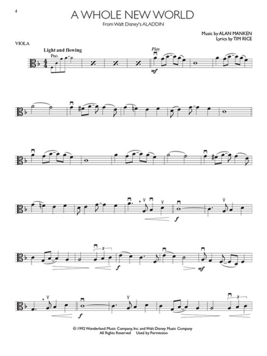 Disney Movie Hits for Viola by Various Viola - Sheet Music