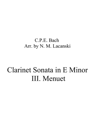 Book cover for Sonata in E Minor for Clarinet and String Quartet III. Menuet