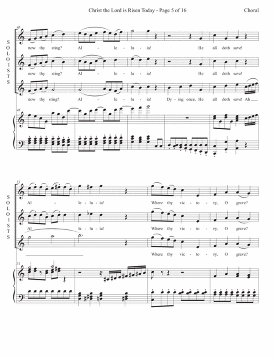 Christ the Lord is Risen Today - 3 Sopranos and SATB choir image number null