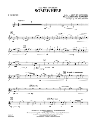 Book cover for Somewhere (from West Side Story) - Bb Clarinet 1