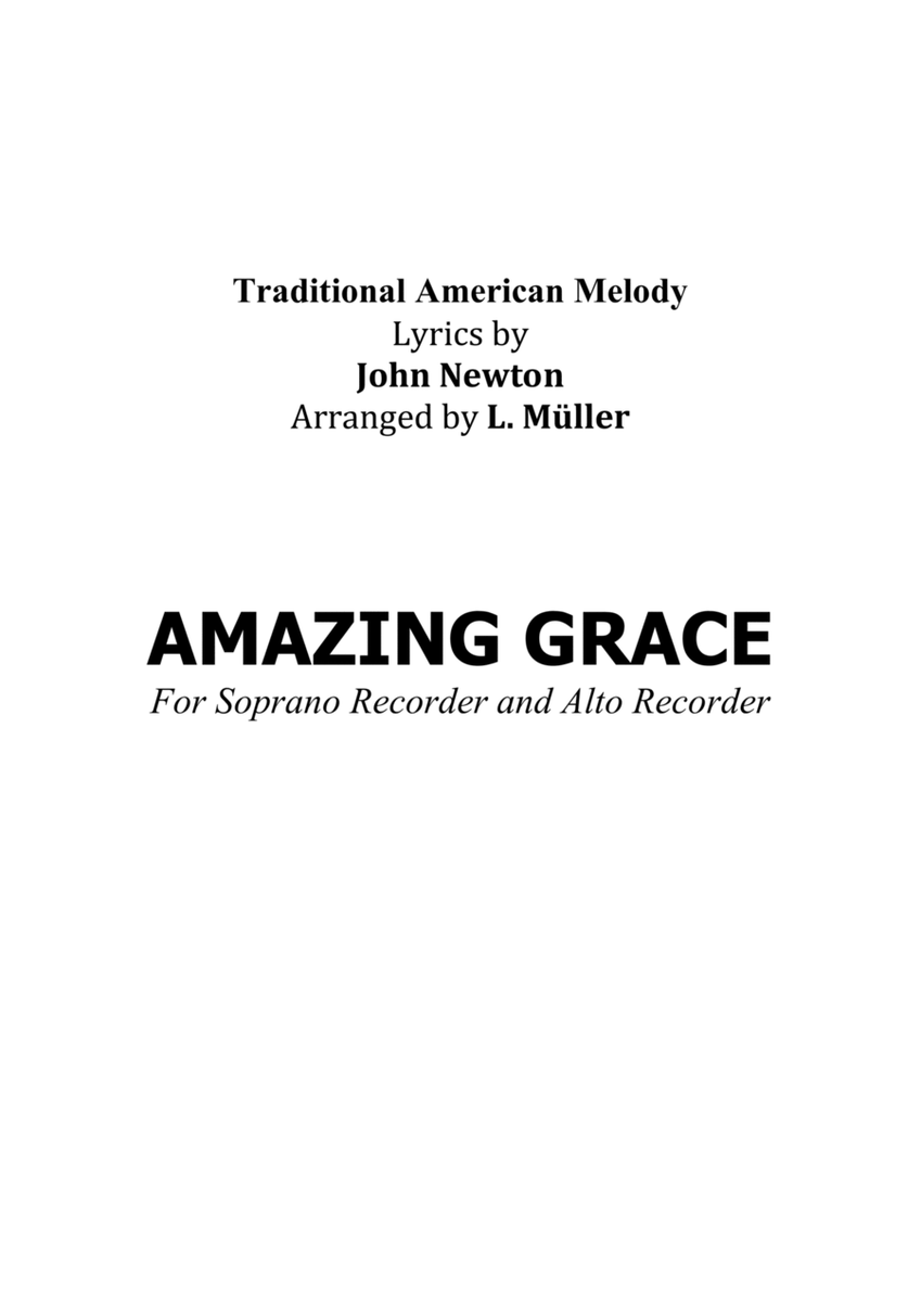 Amazing Grace - For Soprano Recorder and Alto Recorder - With Chords image number null