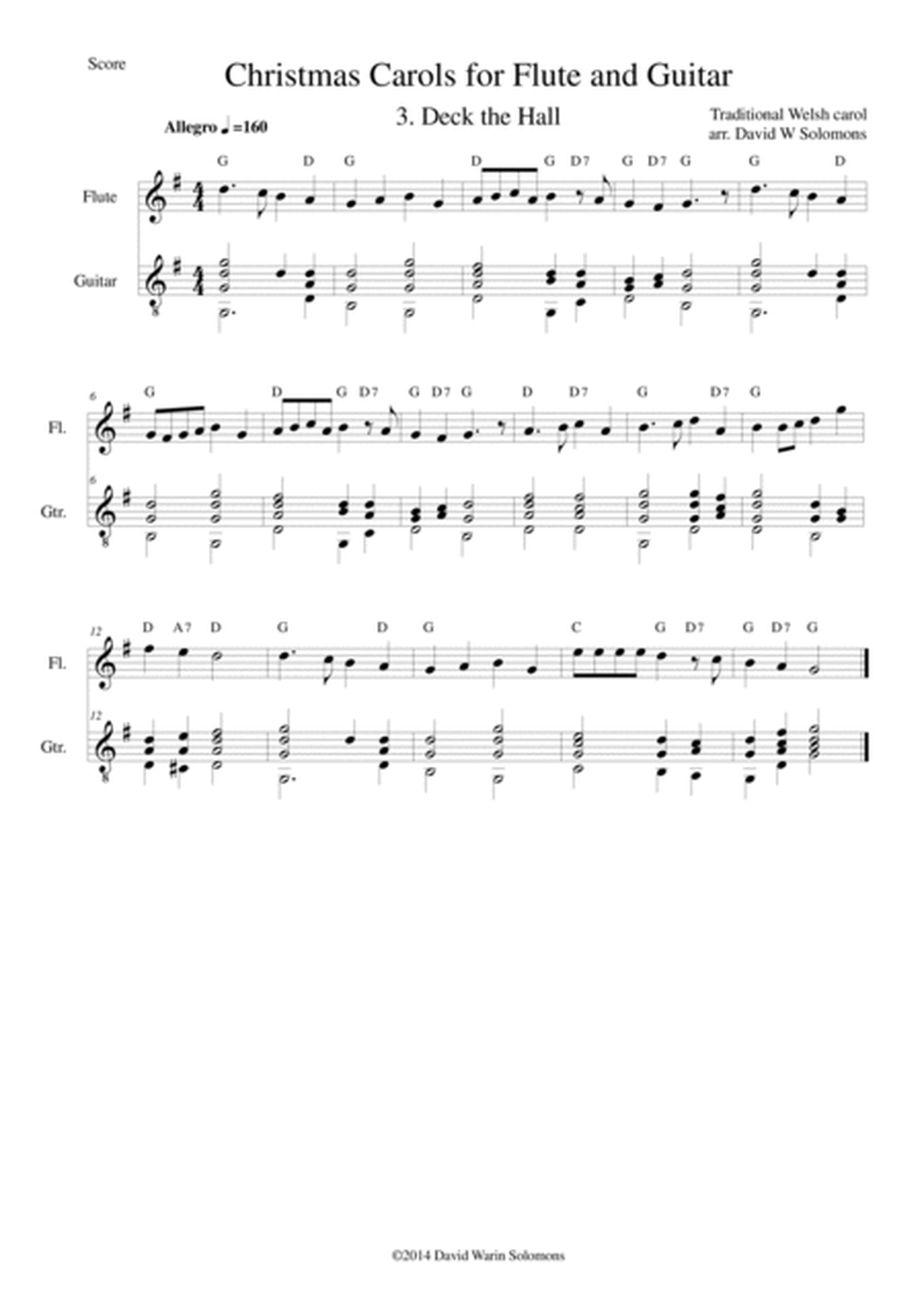 Christmas Carols for flute and guitar No 3 Deck the Hall image number null