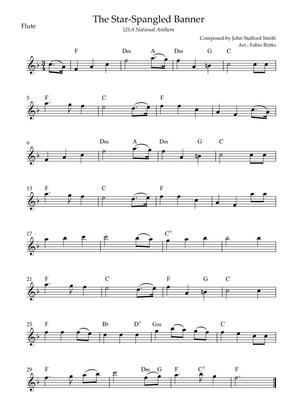 Book cover for The Star Spangled Banner (USA National Anthem) for Flute Solo with Chords (F Major)