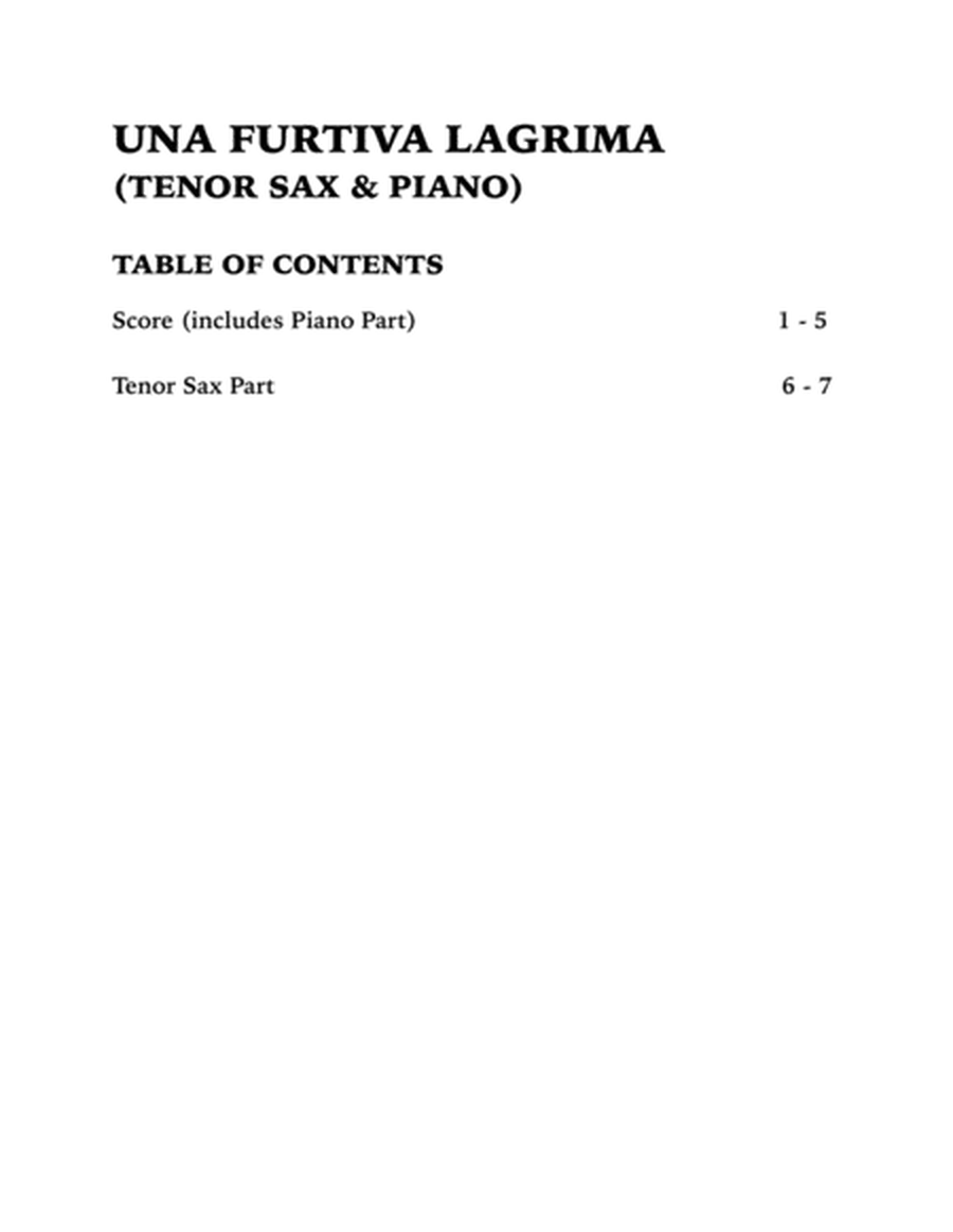 One Furtive Tear (Una Furtiva Lagrima): Tenor Sax and Piano image number null