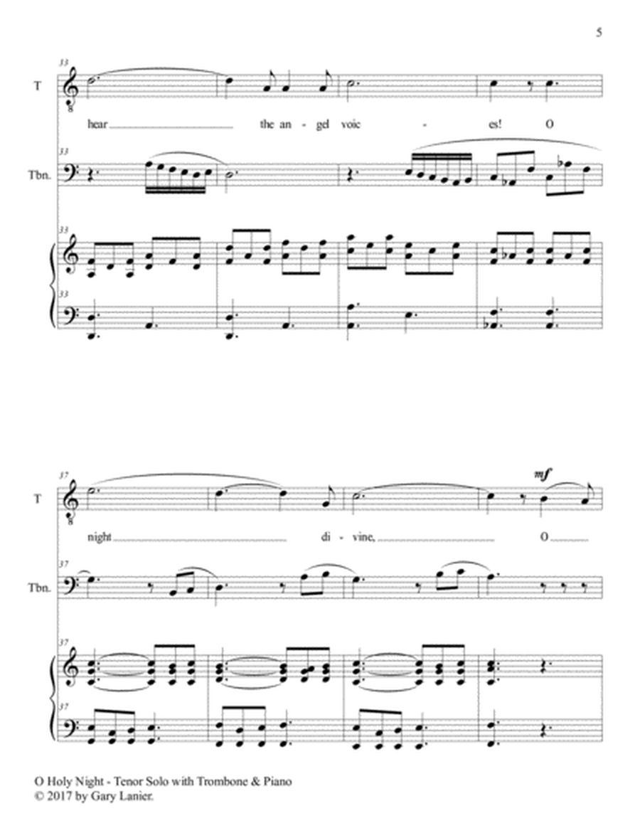 O HOLY NIGHT (Tenor Solo with Trombone & Piano - Score & Parts included) image number null