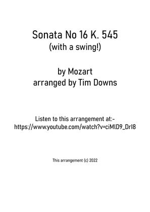 Book cover for Mozart Sonata No 16 K545 (with a swing!)