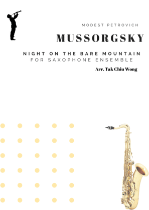 Book cover for Night on the Bare Mountain arranged for Saxophone Ensemble Score and Parts