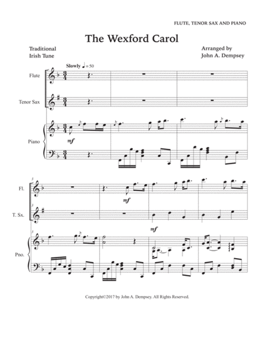 The Wexford Carol (Trio for Flute, Tenor Sax and Piano) image number null