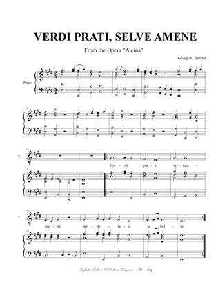 Book cover for VERDI PRATI - SELVE AMENE - Handel - From Alcina - For Tenor and Piano