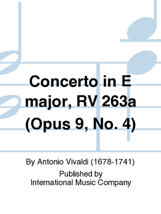 Book cover for Concerto In E Major, Rv 263A (Opus 9, No. 4)