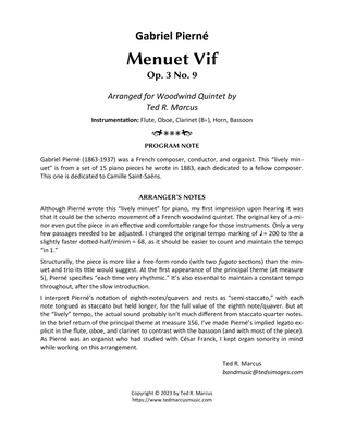 Book cover for Menuet Vif, Op. 3 No. 9 for Woodwind Quintet