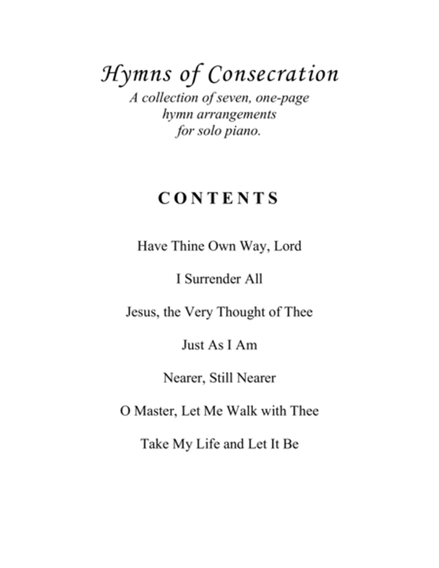 Hymns of Consecration (A Collection of One-page Hymns for Solo Piano) image number null