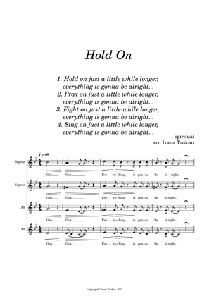Book cover for Hold On (Just a Little While Longer) for SSAA a cappella