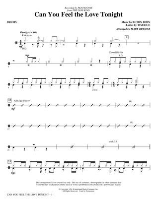 Book cover for Can You Feel the Love Tonight? (from The Lion King) (arr. Mark Brymer) - Drums