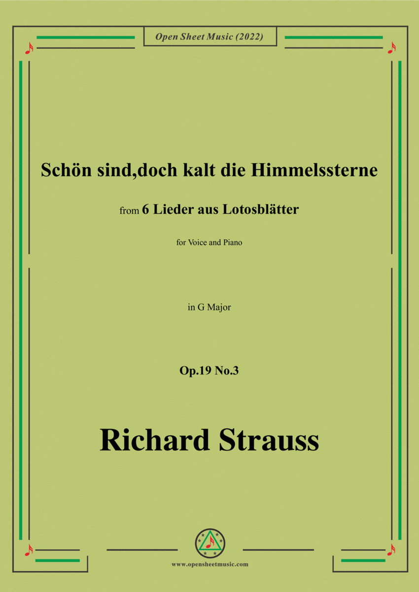 Richard Strauss-Schön sind,doch kalt die Himmelssterne,in G Major image number null