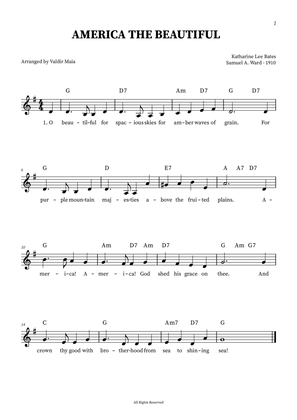 America The Beautiful - Leadsheet in G