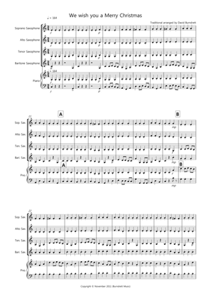 Book cover for We wish you a Merry Christmas for Saxophone Quartet