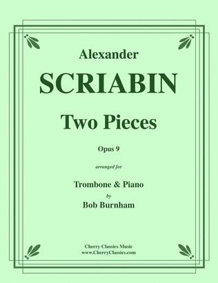 Book cover for Two Pieces, Opus 9 for Trombone & Piano