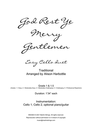 Book cover for God Rest Ye Merry Gentlemen - easy cello duet