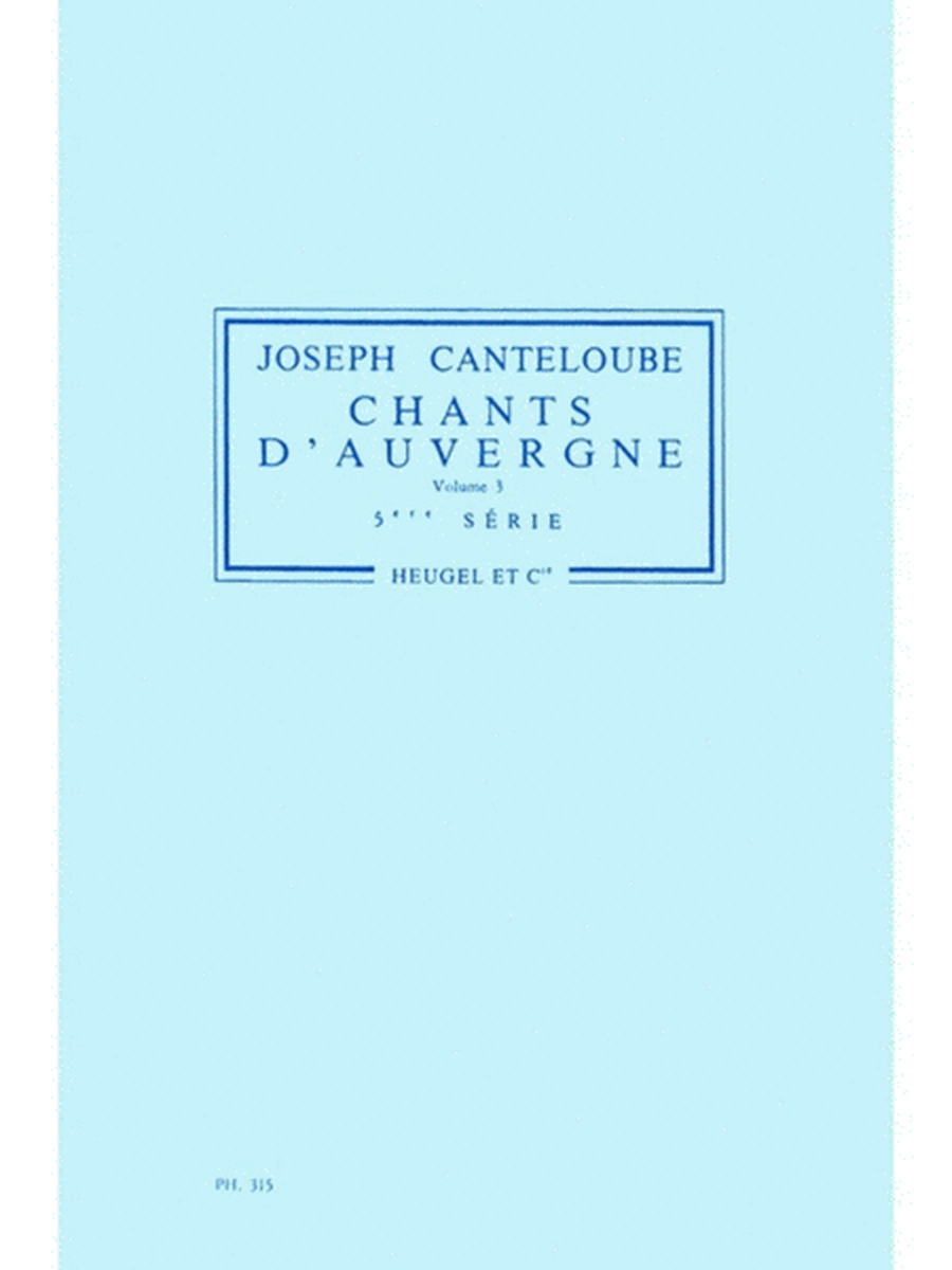 Canteloube - Chants Dauvergne Vol 3 Score