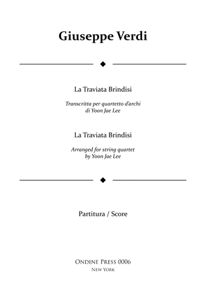 Book cover for La Traviata Brindisi for String Quartet - Score Only