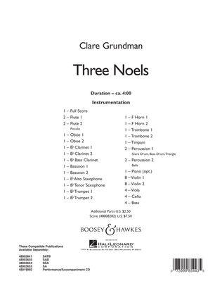 Book cover for Three Noels - Conductor Score (Full Score)