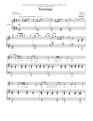 Book cover for Yearnings- SATB with piano