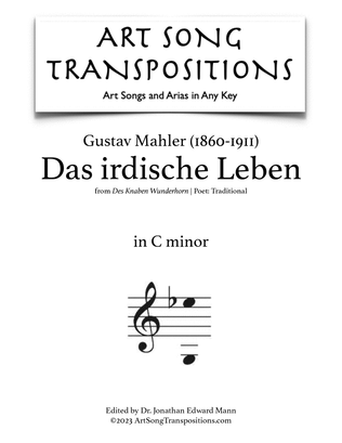 Book cover for MAHLER: Das irdische Leben (transposed to C minor)