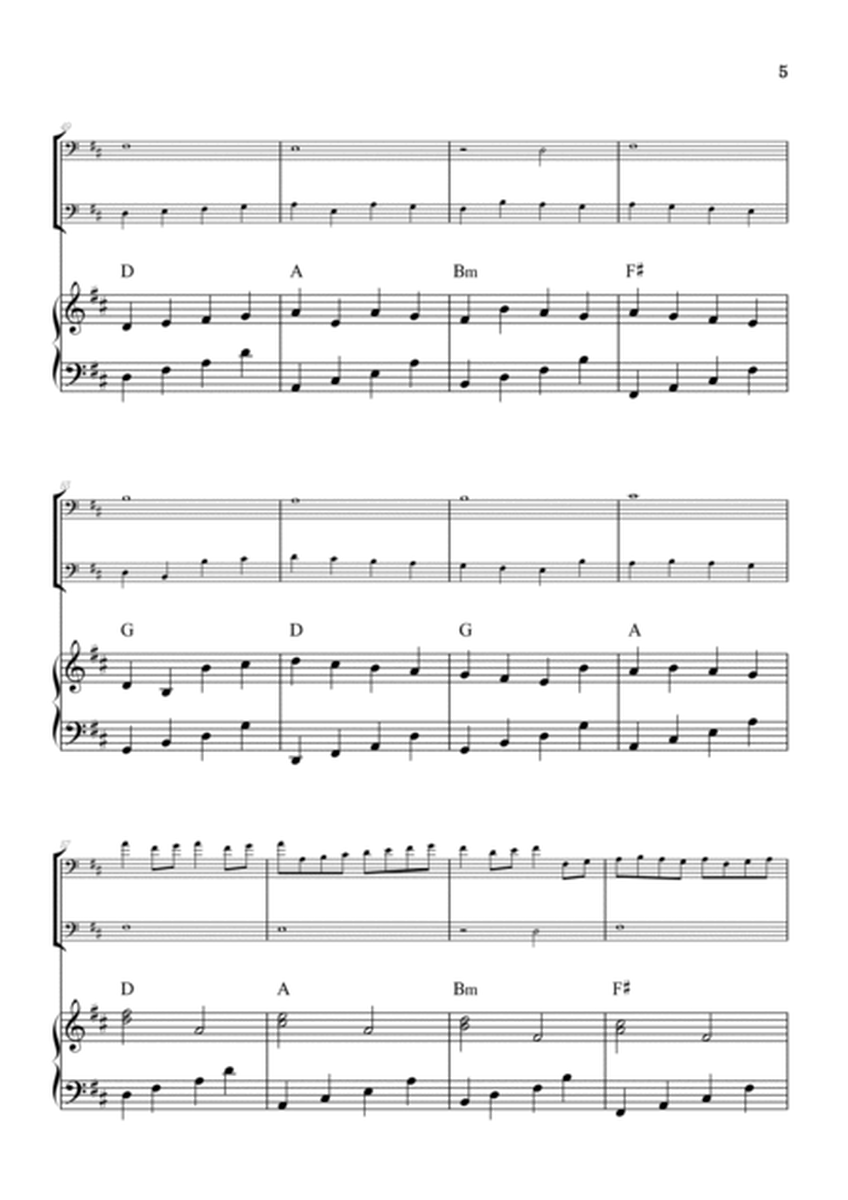 Pachelbel Canon in D • cello duet sheet music w/ piano accompaniment [chords] image number null