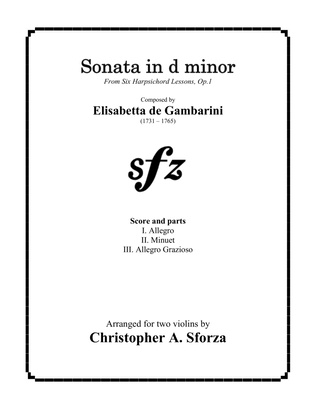 Book cover for Sonata in d minor, Op. 1, no.6