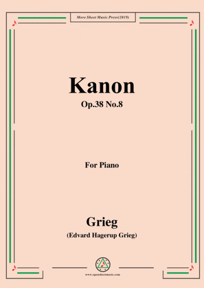 Book cover for Grieg-Kanon Op.38 No.8,for Piano