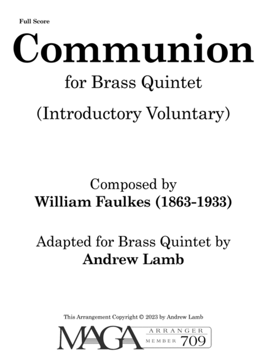 William Faulkes | Communion (Introductory Voluntary) | for Brass Quintet image number null