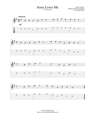Book cover for Jesus Loves Me - for easy guitar with TAB
