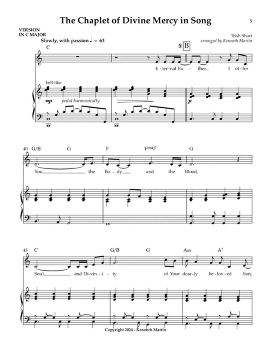 The Chaplet of Divine Mercy in Song - In four keys (Bb, C, D, & Eb) and Choir SATB image number null