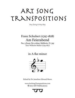 Book cover for SCHUBERT: Am Feierabend, D. 795 no. 5 (transposed to A-flat minor)