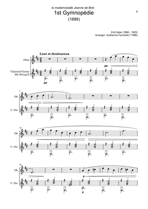 Book cover for Erik Satie - 1st Gymnopédie. Arrangement for Oboe and Classical Guitar